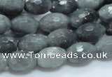 CEE28 15.5 inches 10*16mm faceted rice eagle eye jasper beads