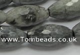 CEE32 15.5 inches 15*30mm faceted rice eagle eye jasper beads