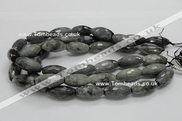 CEE32 15.5 inches 15*30mm faceted rice eagle eye jasper beads