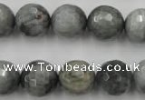 CEE355 15.5 inches 14mm faceted round eagle eye jasper beads