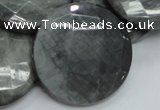 CEE41 15.5 inches 40mm faceted coin eagle eye jasper beads wholesale