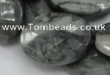 CEE44 15.5 inches 30*40mm faceted oval eagle eye jasper beads