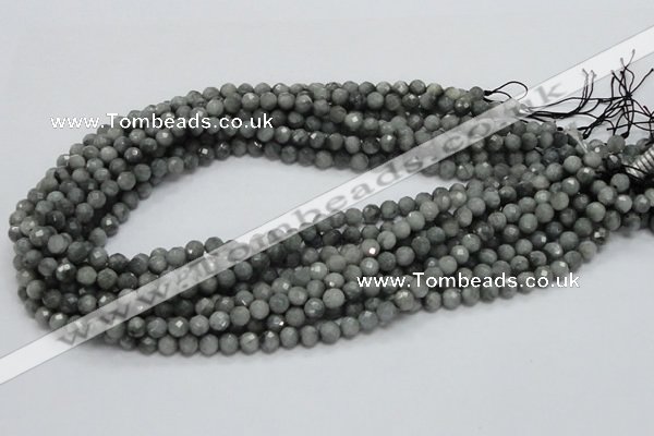 CEE48 15.5 inches 4mm faceted round eagle eye jasper beads wholesale