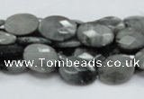 CEE52 15.5 inches 10*14mm faceted oval eagle eye jasper beads
