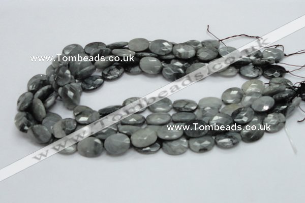 CEE52 15.5 inches 10*14mm faceted oval eagle eye jasper beads