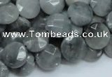 CEE58 15.5 inches 14mm faceted coin eagle eye jasper beads