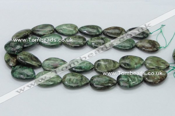 CEM09 15.5 inches 23*30mm flat teardrop emerald gemstone beads