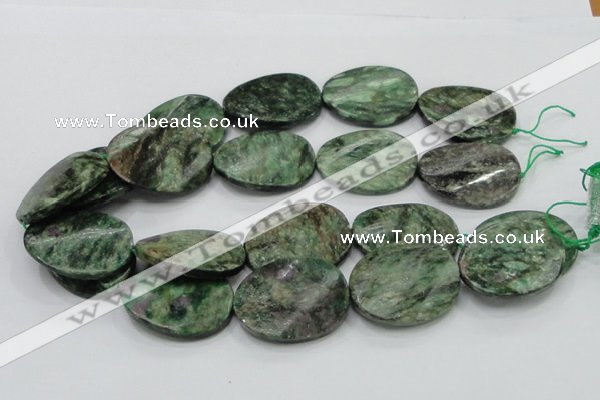 CEM26 15.5 inches 30*40mm twisted oval emerald gemstone beads