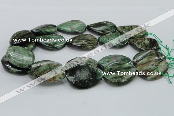 CEM30 15.5 inches 30*40mm twisted teardrop emerald gemstone beads