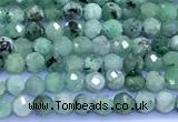 CEM77 15 inches 2mm faceted round emerald beads