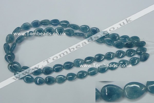 CEQ101 15.5 inches 10*14mm flat teardrop blue sponge quartz beads