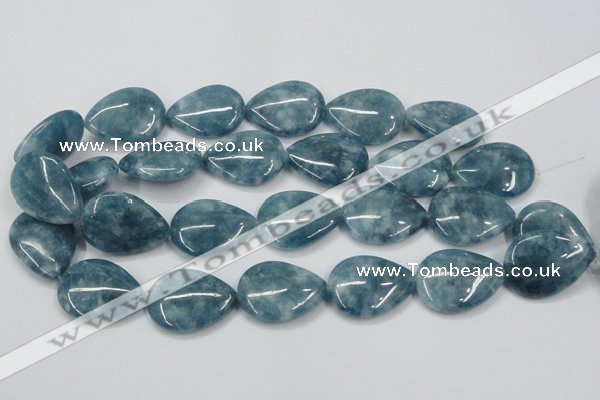 CEQ108 15.5 inches 22*30mm flat teardrop blue sponge quartz beads
