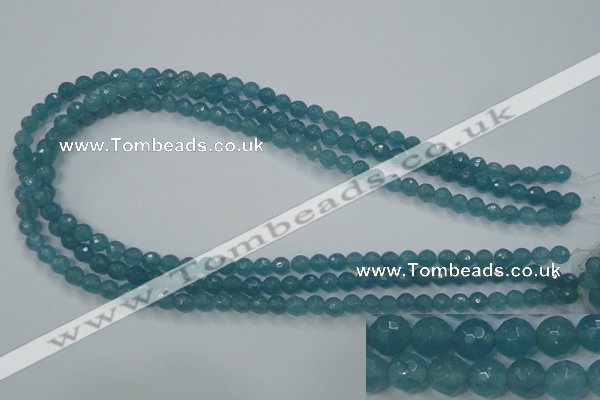 CEQ12 15.5 inches 6mm faceted round blue sponge quartz beads