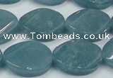 CEQ126 15.5 inches 18*25mm twisted oval blue sponge quartz beads