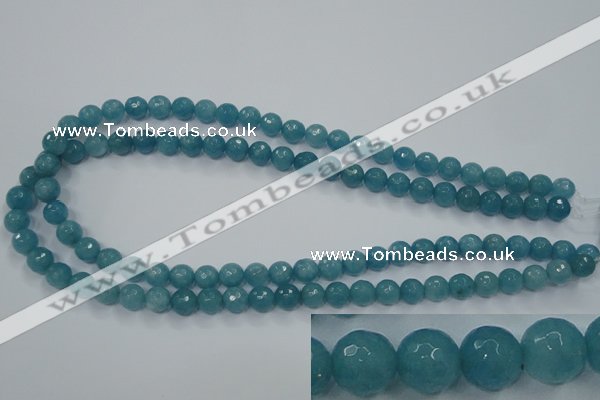 CEQ14 15.5 inches 8mm faceted round blue sponge quartz beads