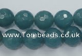 CEQ16 15.5 inches 12mm faceted round blue sponge quartz beads