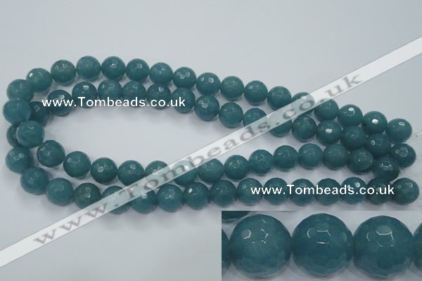 CEQ16 15.5 inches 12mm faceted round blue sponge quartz beads