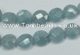 CEQ181 15.5 inches 10mm faceted coin blue sponge quartz beads