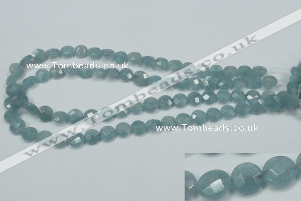 CEQ181 15.5 inches 10mm faceted coin blue sponge quartz beads