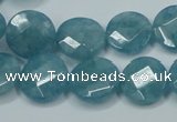 CEQ183 15.5 inches 14mm faceted coin blue sponge quartz beads