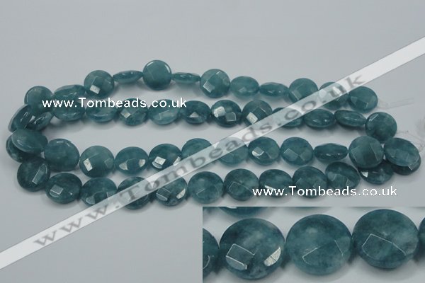 CEQ184 15.5 inches 16mm faceted coin blue sponge quartz beads