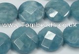 CEQ185 15.5 inches 18mm faceted coin blue sponge quartz beads