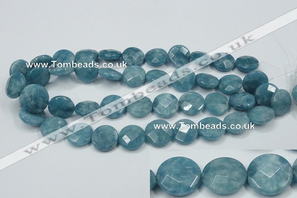 CEQ185 15.5 inches 18mm faceted coin blue sponge quartz beads