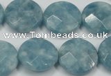 CEQ186 15.5 inches 20mm faceted coin blue sponge quartz beads