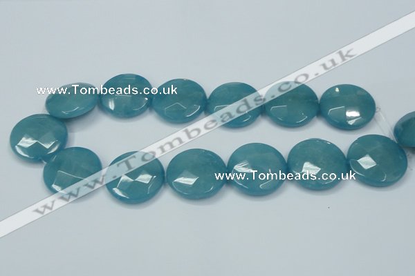 CEQ188 15.5 inches 30mm faceted coin blue sponge quartz beads