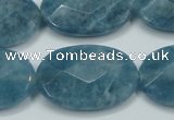 CEQ196 15.5 inches 20*30mm faceted oval blue sponge quartz beads