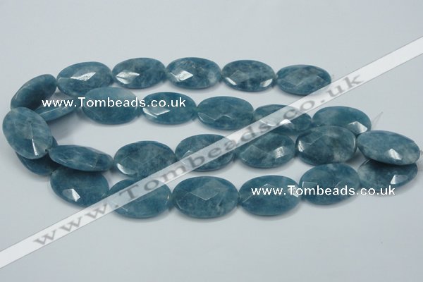 CEQ196 15.5 inches 20*30mm faceted oval blue sponge quartz beads