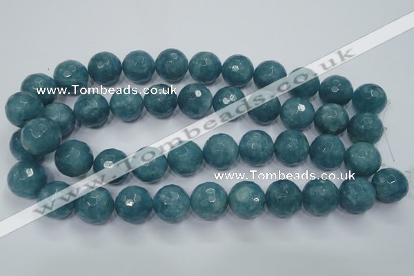 CEQ20 15.5 inches 20mm faceted round blue sponge quartz beads