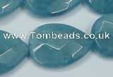 CEQ207 15.5 inches 22*30mm faceted flat teardrop blue sponge quartz beads
