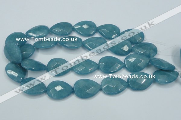 CEQ207 15.5 inches 22*30mm faceted flat teardrop blue sponge quartz beads