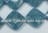 CEQ216 15.5 inches 20*20mm faceted diamond blue sponge quartz beads