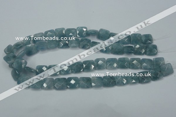 CEQ223 15.5 inches 14*14mm faceted square blue sponge quartz beads