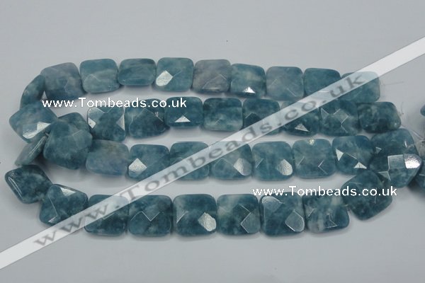 CEQ226 15.5 inches 20*20mm faceted square blue sponge quartz beads