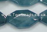 CEQ248 15.5 inches 20*35mm faceted octagonal blue sponge quartz beads