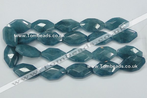 CEQ248 15.5 inches 20*35mm faceted octagonal blue sponge quartz beads