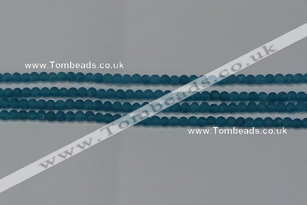 CEQ265 15.5 inches 4mm round matte blue sponge quartz beads