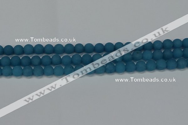 CEQ267 15.5 inches 8mm round matte blue sponge quartz beads