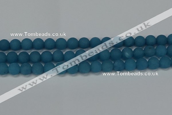 CEQ269 15.5 inches 12mm round matte blue sponge quartz beads