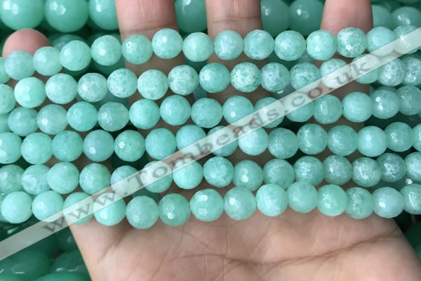 CEQ311 15.5 inches 6mm faceted round green sponge quartz beads