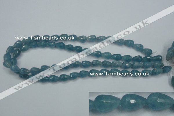 CEQ50 15.5 inches 8*12mm faceted teardrop blue sponge quartz beads