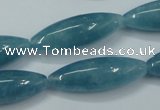 CEQ67 15.5 inches 10*30mm rice blue sponge quartz beads