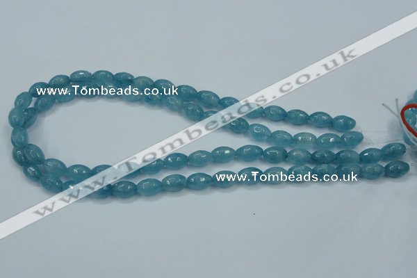 CEQ71 15.5 inches 8*12mm faceted rice blue sponge quartz beads