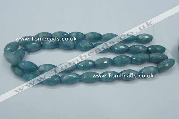 CEQ76 15.5 inches 13*23mm faceted rice blue sponge quartz beads