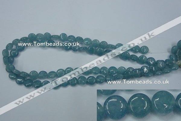 CEQ92 15.5 inches 10mm flat round blue sponge quartz beads