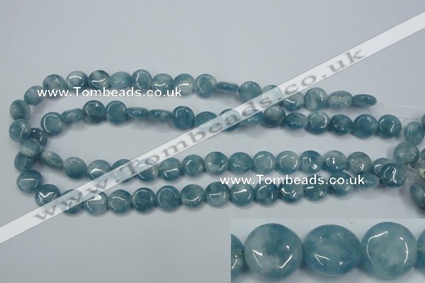 CEQ93 15.5 inches 12mm flat round blue sponge quartz beads