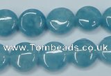 CEQ94 15.5 inches 14mm flat round blue sponge quartz beads